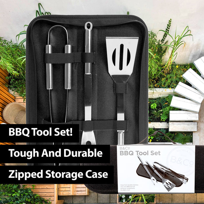 3 Piece BBQ Set With Carry Case - B&Co