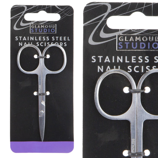 Stainless Steel Nail Scissors Sharp Curved Tip - Glamour Studio