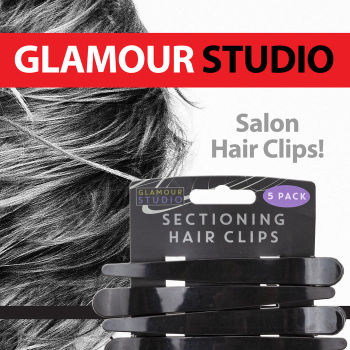 Black Hair Sectioning Clips Styling Tools- Glamour Studio (5 Pack)