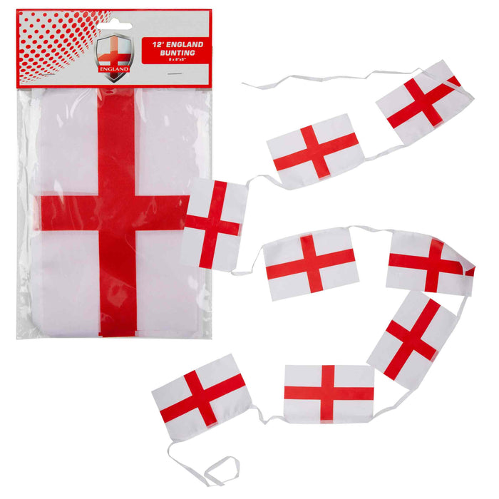 St George's 20ft Bunting 10 Flags, Euro Decorations for Football Fans