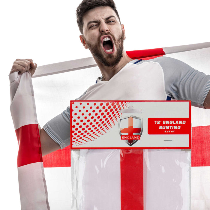 St George's 20ft Bunting 10 Flags, Euro Decorations for Football Fans