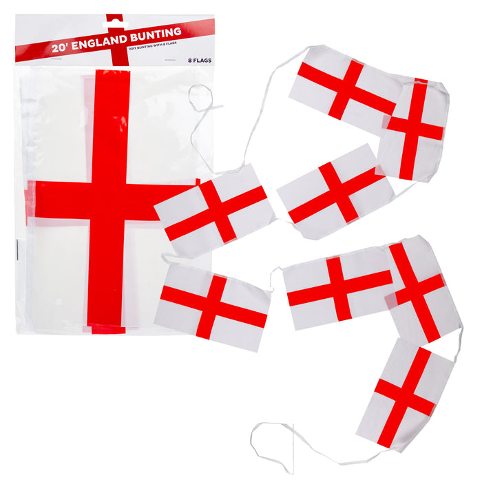 England Bunting 8 Flags - St. Georges Day, Football, Cricket or Rugby