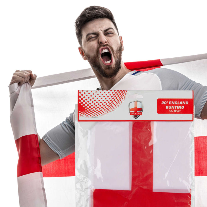 England Bunting 8 Flags - St. Georges Day, Football, Cricket or Rugby