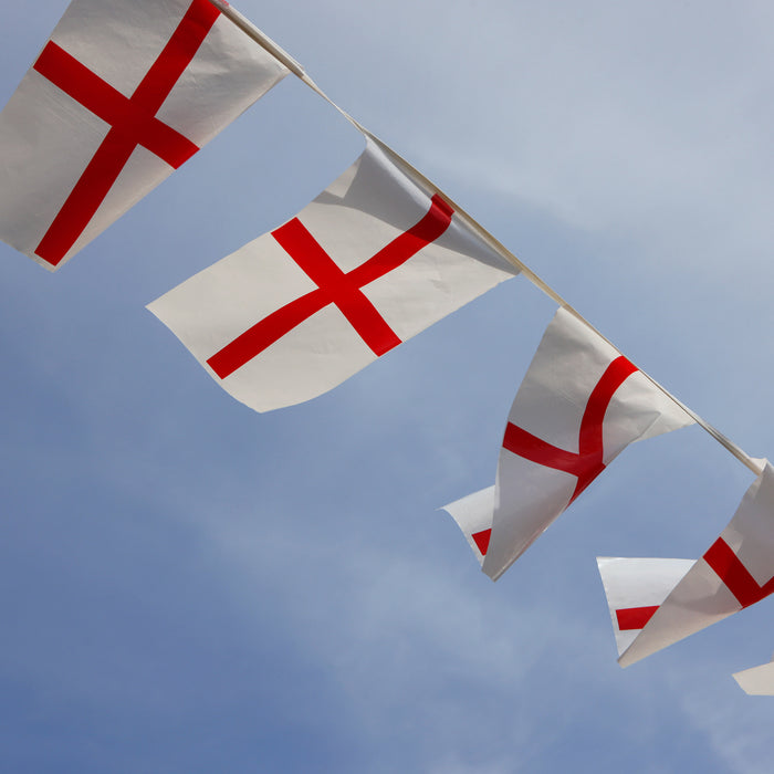 England Bunting 8 Flags - St. Georges Day, Football, Cricket or Rugby