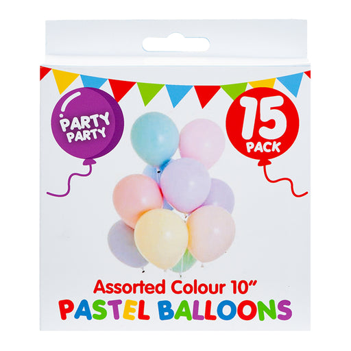 Assorted Pastel Party Balloons 15 Pack, Celebrations