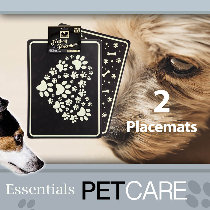 Pet Feeding Floor Placemats Assorted Designs - Playful Pets (2 Pack)