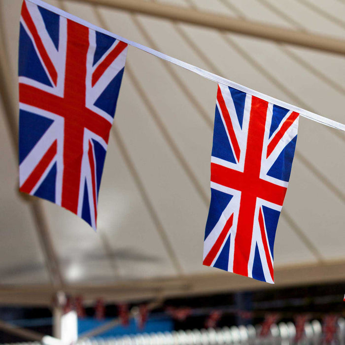 Union Jack Bunting 12ft With 8 Flags, Coronation Jubilee Sporting events