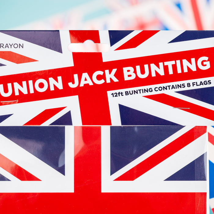 Union Jack Bunting 12ft With 8 Flags, Coronation Jubilee Sporting events