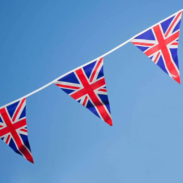 Union Jack Bunting Triangle 20ft 12 Flags, Coronation Jubilee Sporting events