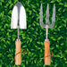 Garden Fork & Trowel Set - Stainless Steel With Wooden Handles