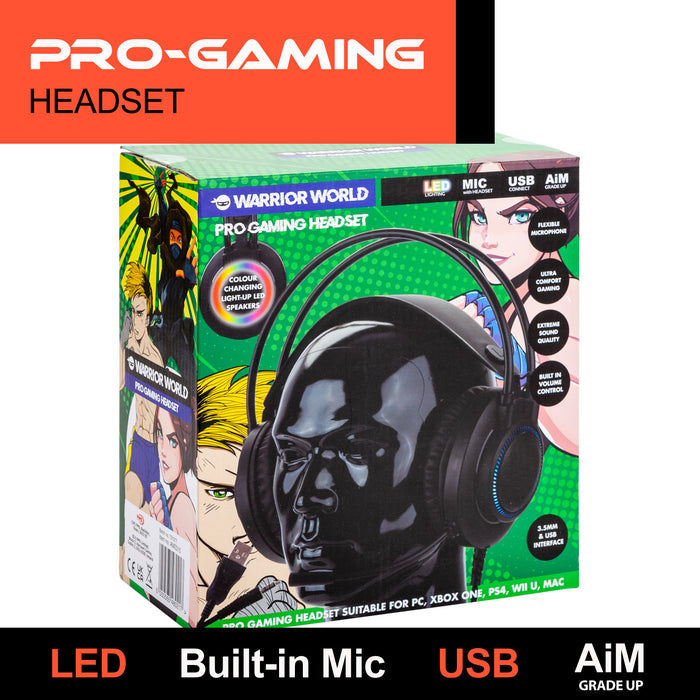 Deluxe Gaming LED Headset & Mic With Comfort Padding - Warrior World