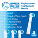 Electric Toothbrush Heads Replacement Bristle Fading Technology 4 Pack