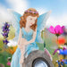 Enchanted Blue Solar Fairy On Rock Garden Light