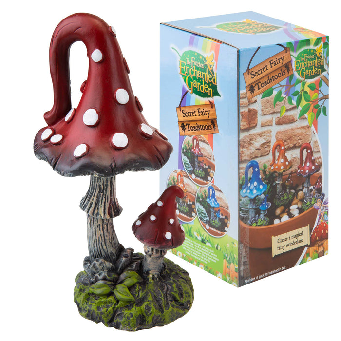 Enchanted Fairy Toadstool Secret Garden Ornament Red