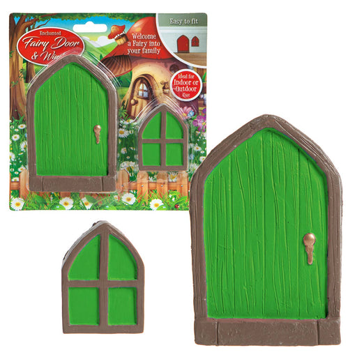 Enchanted - Fairy Sized Green Door & Window