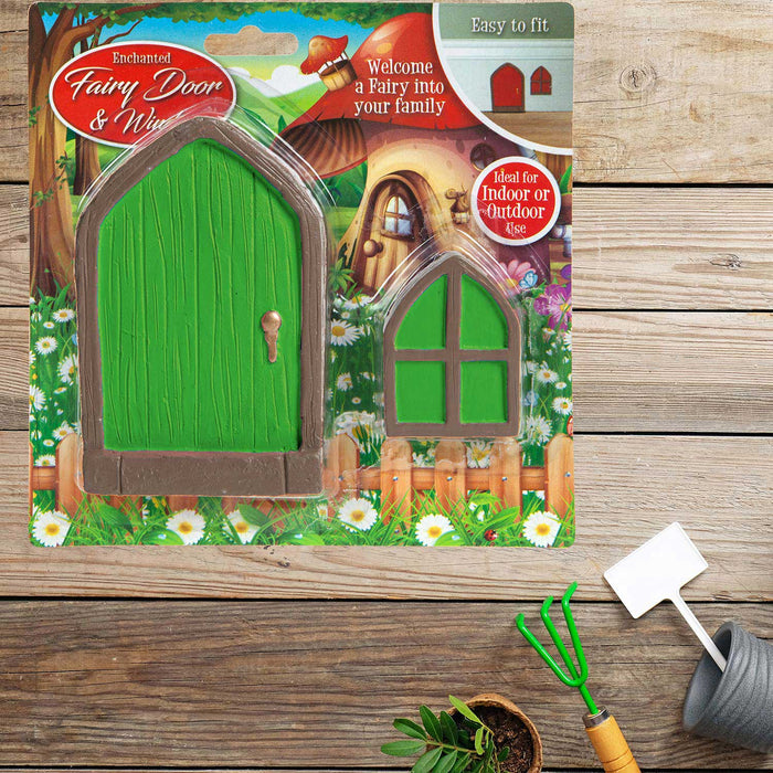 Enchanted - Fairy Sized Green Door & Window