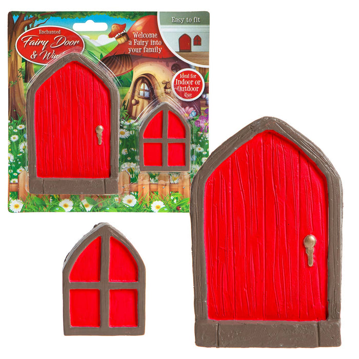 Fairy Door, Enchanted - Fairy Sized Red Door & Window