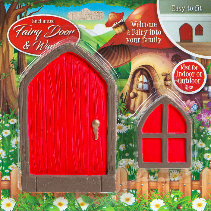 Fairy Door, Enchanted - Fairy Sized Red Door & Window