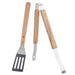 BBQ Tongs & Turner Set with Wooden Handles