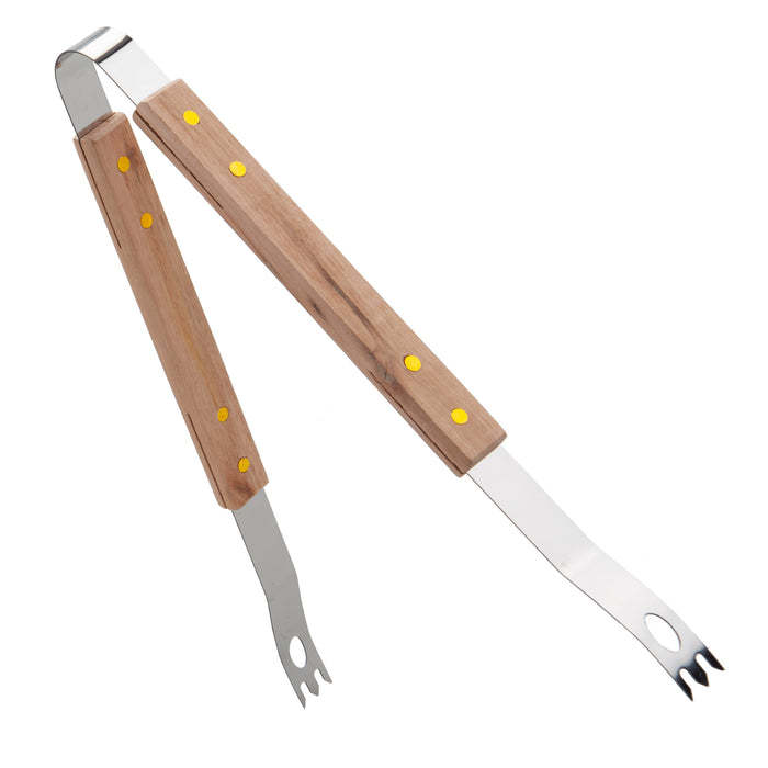 BBQ Tongs & Turner Set with Wooden Handles