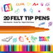 Assorted Coloured Felt Tip Pens (20 Pack) APlus