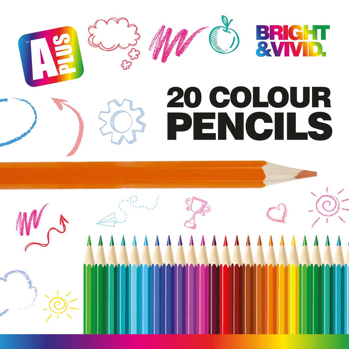 Assorted Coloured Pencils (20 Pack) A Plus