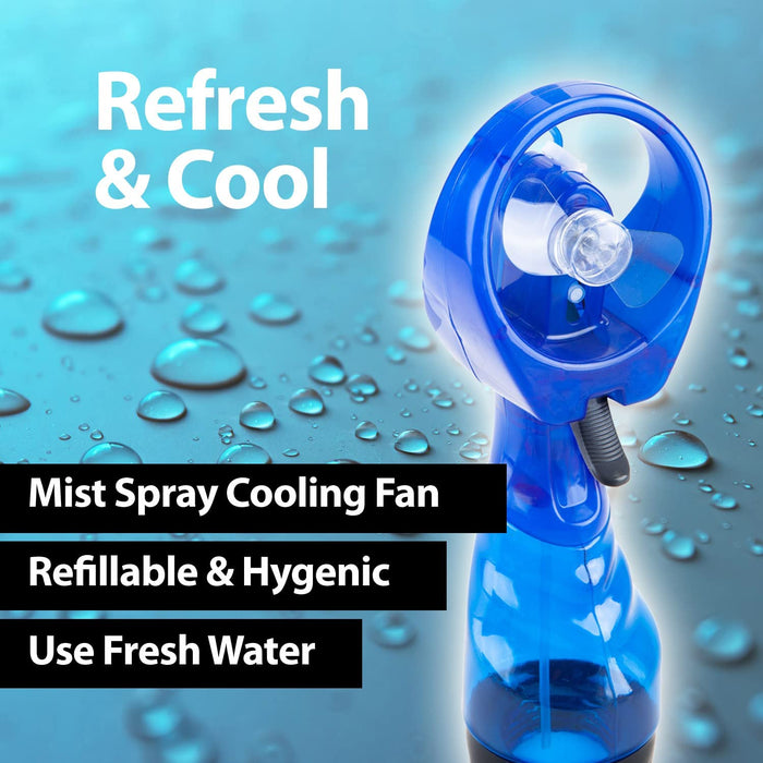 Blue Cooling Mist Fan With Lanyard