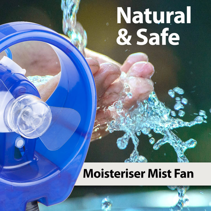 Blue Cooling Mist Fan With Lanyard