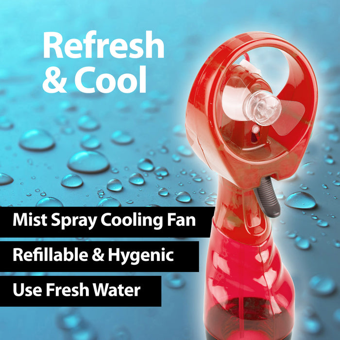 Red Cooling Mist Fan With Lanyard