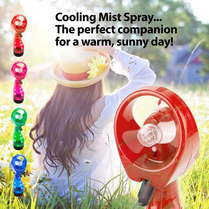 Red Cooling Mist Fan With Lanyard