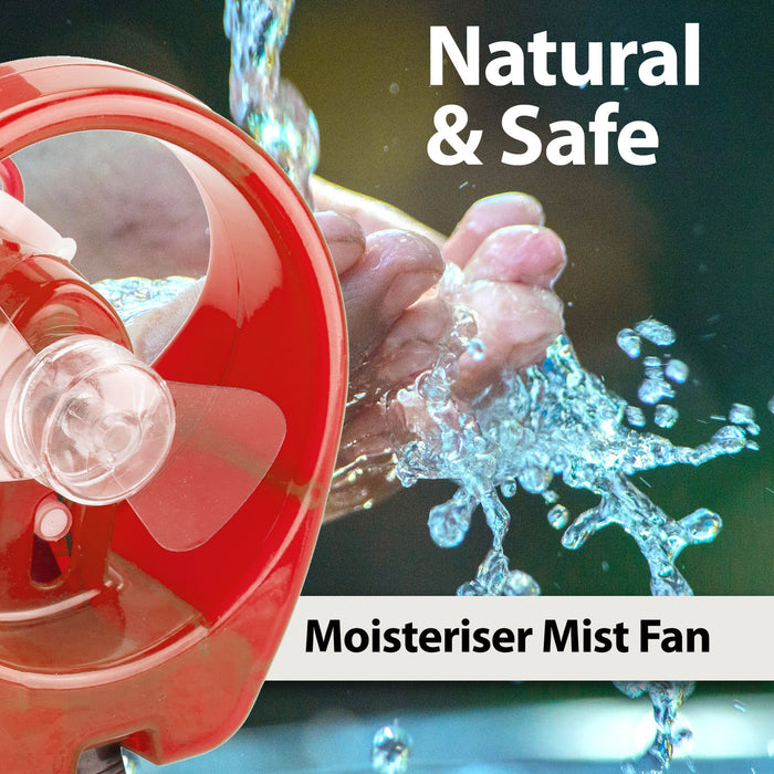 Red Cooling Mist Fan With Lanyard