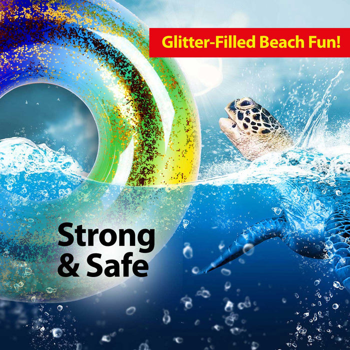 Large Rainbow Glitter Swimring 34"