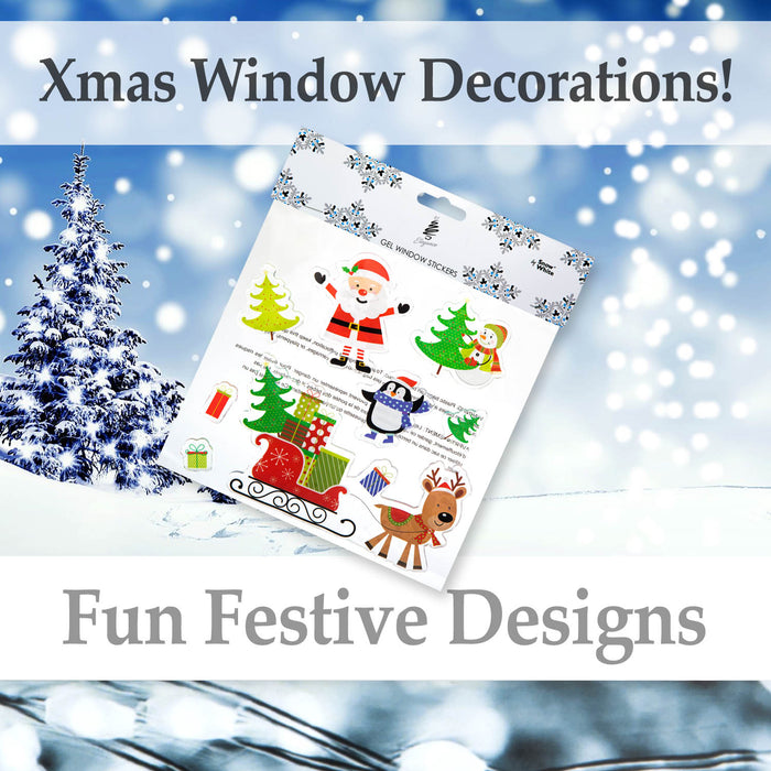 Christmas Window Stickers Decorations Gel Stickers (20cm x 20cm) 3 pack
