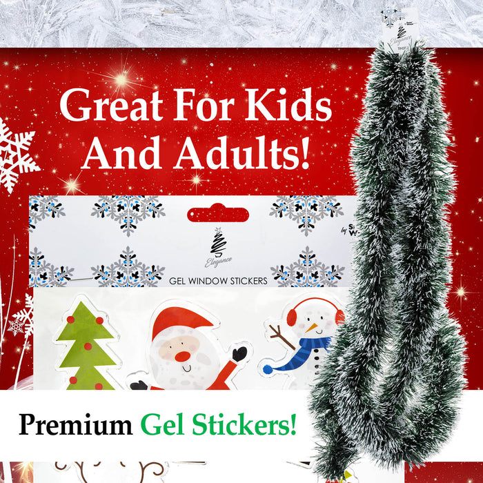 Christmas Window Stickers Decorations Gel Stickers (20cm x 20cm) 3 pack