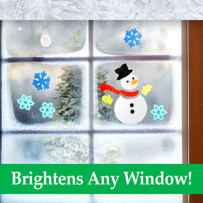Christmas Gel Window Stickers Decorations (20cm x 20cm) 4 Assorted