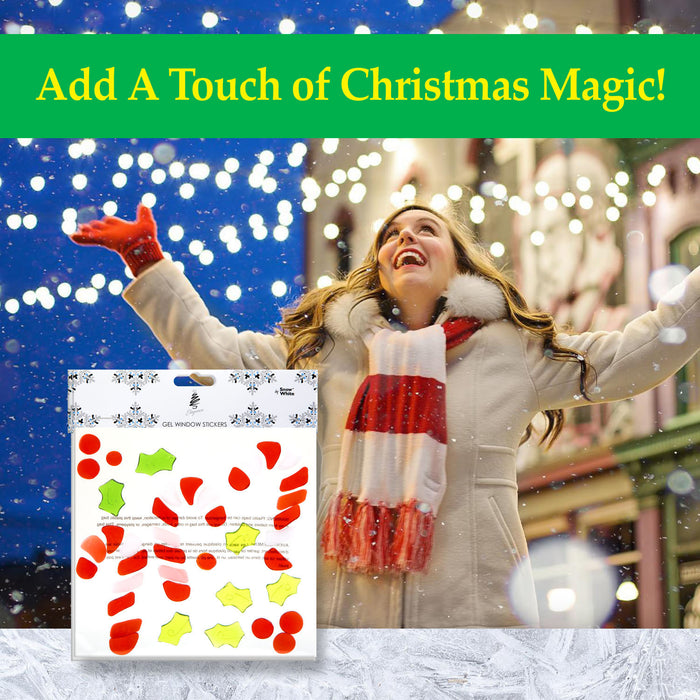 Christmas Gel Window Stickers Decorations (20cm x 20cm) 3 Assorted