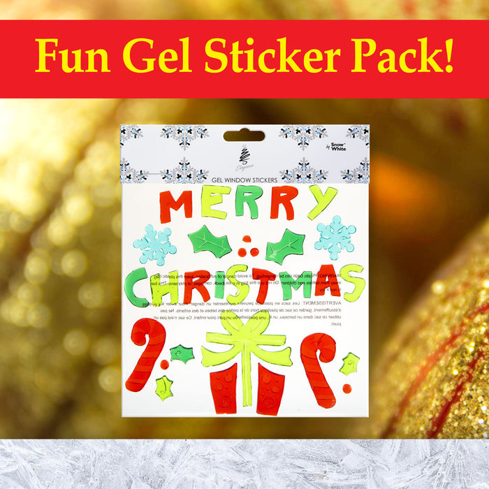 Christmas Gel Window Stickers Decorations (20cm x 20cm) 3 Assorted