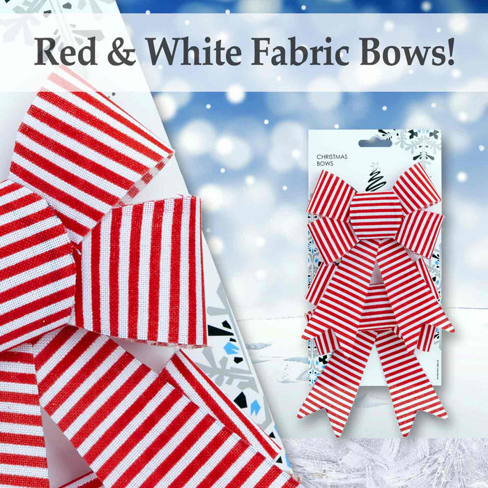 Candy Stripe Bow 13cm Christmas Accessory Decoration (2 Pack)