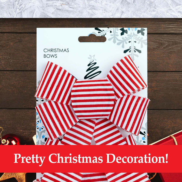 Candy Stripe Bow 13cm Christmas Accessory Decoration (2 Pack)