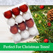 Red & White 6cm Baubles Assorted (24 Pack) - Christmas Tree Decorations