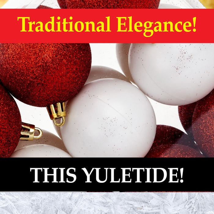 Red & White 6cm Baubles Assorted (24 Pack) - Christmas Tree Decorations