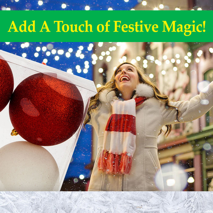 Red & White Baubles Assorted (4 Pack) - Christmas Tree Decorations