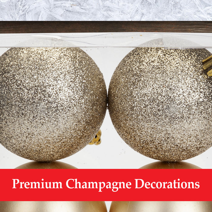 Champagne Gold 6cm Baubles Assorted (6 Pack) - Christmas Tree Decorations