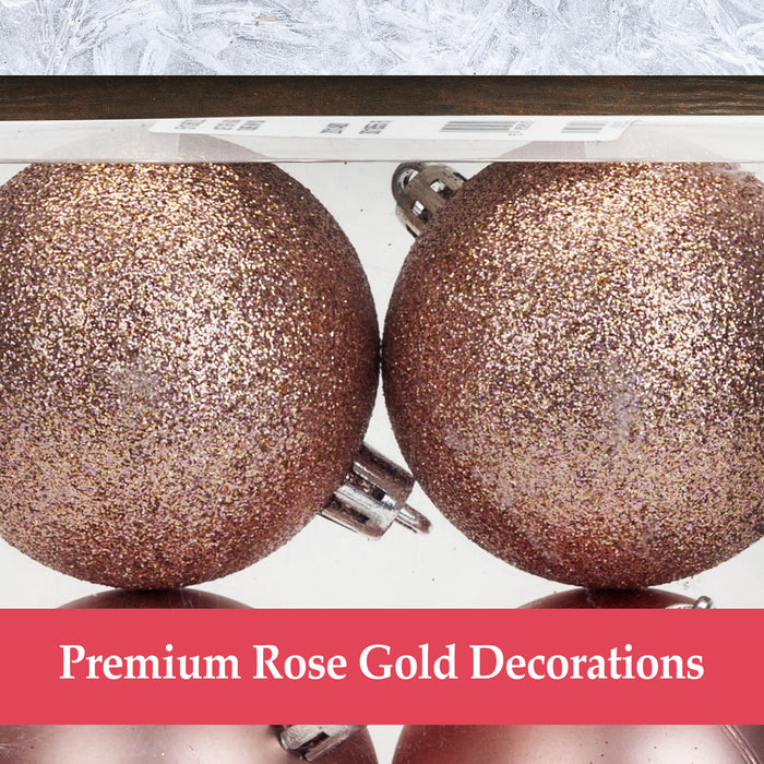 Rose Gold Colour Christmas Baubles - Pack of 24- 6cm