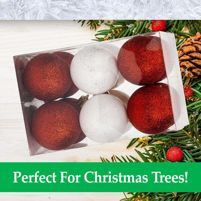 Red & White 5cm Baubles Assorted (12 Pack) - Christmas Tree Decorations