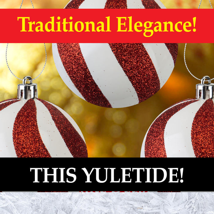 Red & White Stripe 8cm Baubles Candy Cane (4 Pack) - Christmas Decorations
