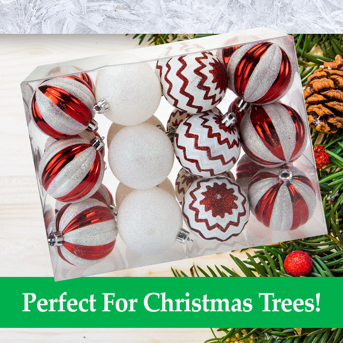 Red & White 6cm Baubles Candy Cane (24 Pack) - Christmas Tree Decorations