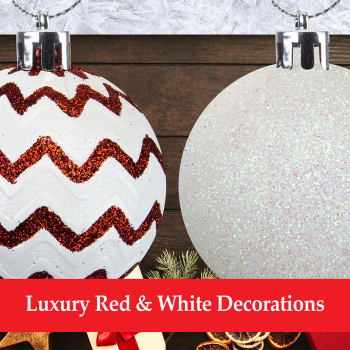 Red & White Baubles Candy Cane (24 Pack) - Christmas Tree Decorations