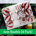 Red & White 6cm Baubles Candy Cane (24 Pack) - Christmas Tree Decorations