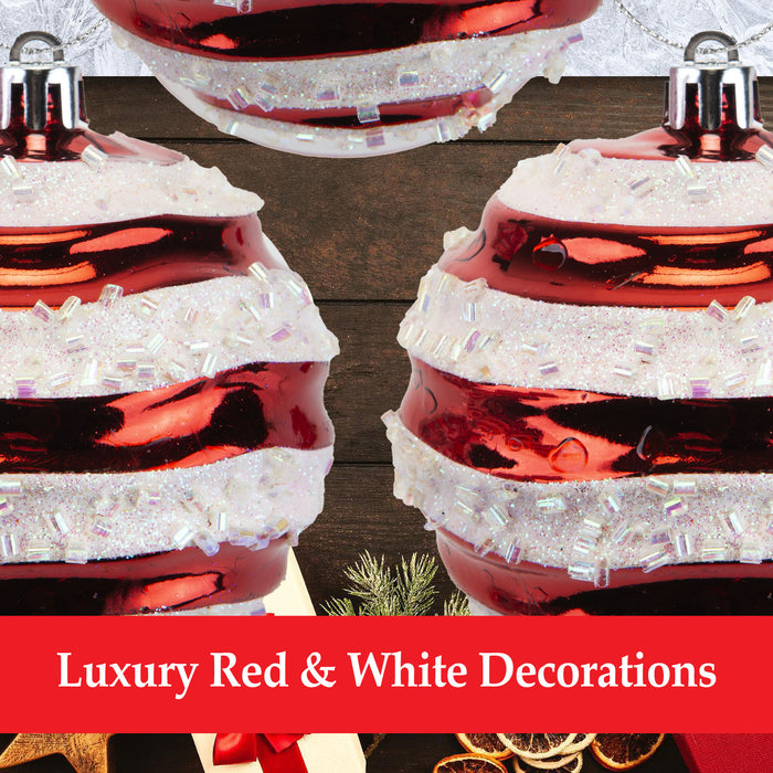 Red & White Stripe Baubles Candy Cane (8 Pack) - Christmas Decorations